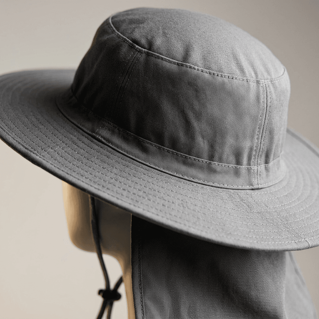 Close-up of hat fabric weave and stitching