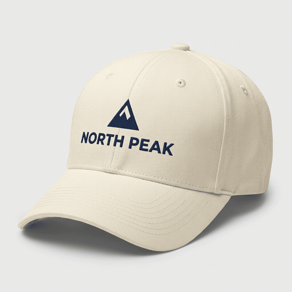 Cream cap with navy mountain mark